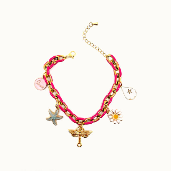 armband-love-pink-libelle-flower-roze-goud
