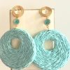 Raffia garen, oorbellen, mint groen