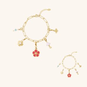 schakelarmband verwisselbaar bloem goud roze